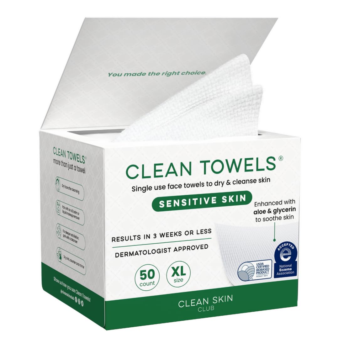 Clean Skin Club Clean Towels XL, textura ultra suave para piel sensible, ideal para uso diario.