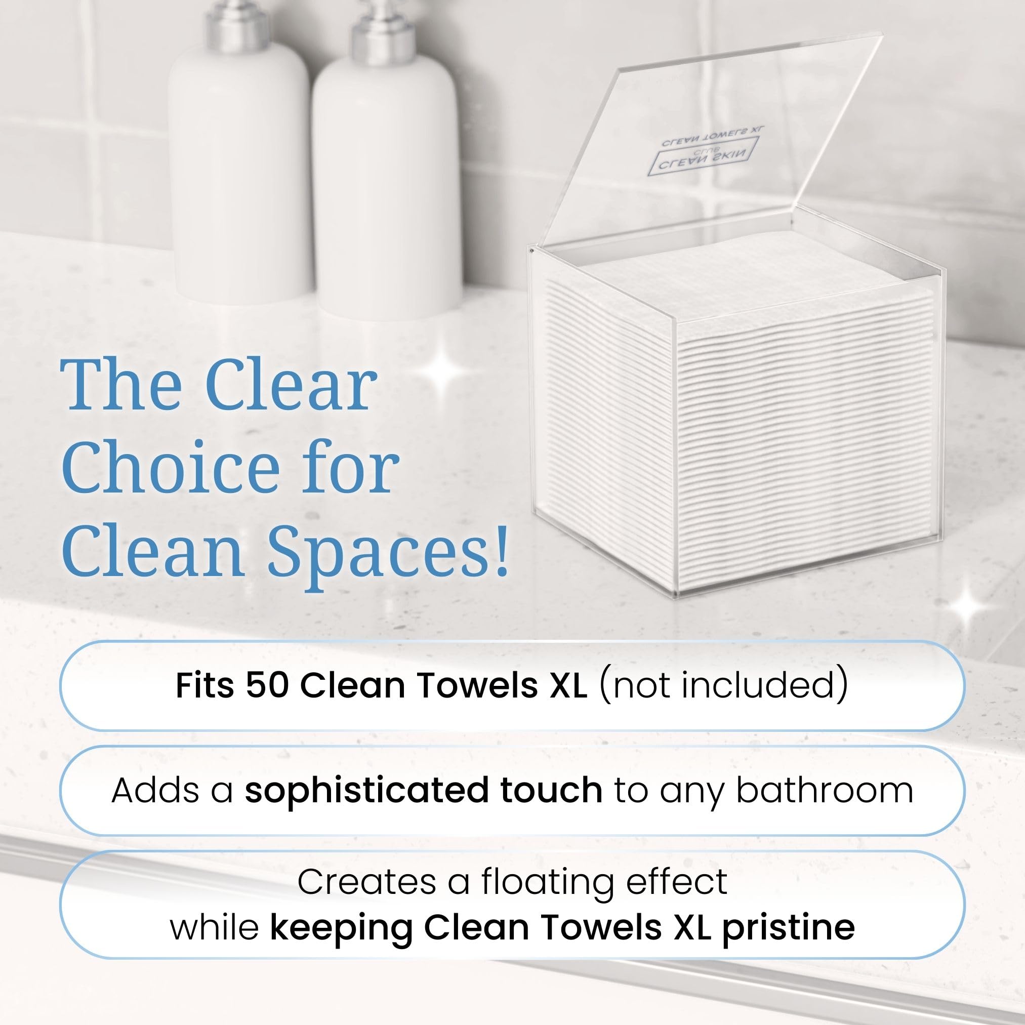 CLEAN SKIN CLUB capacidad para 50 toallas XL para uso diario