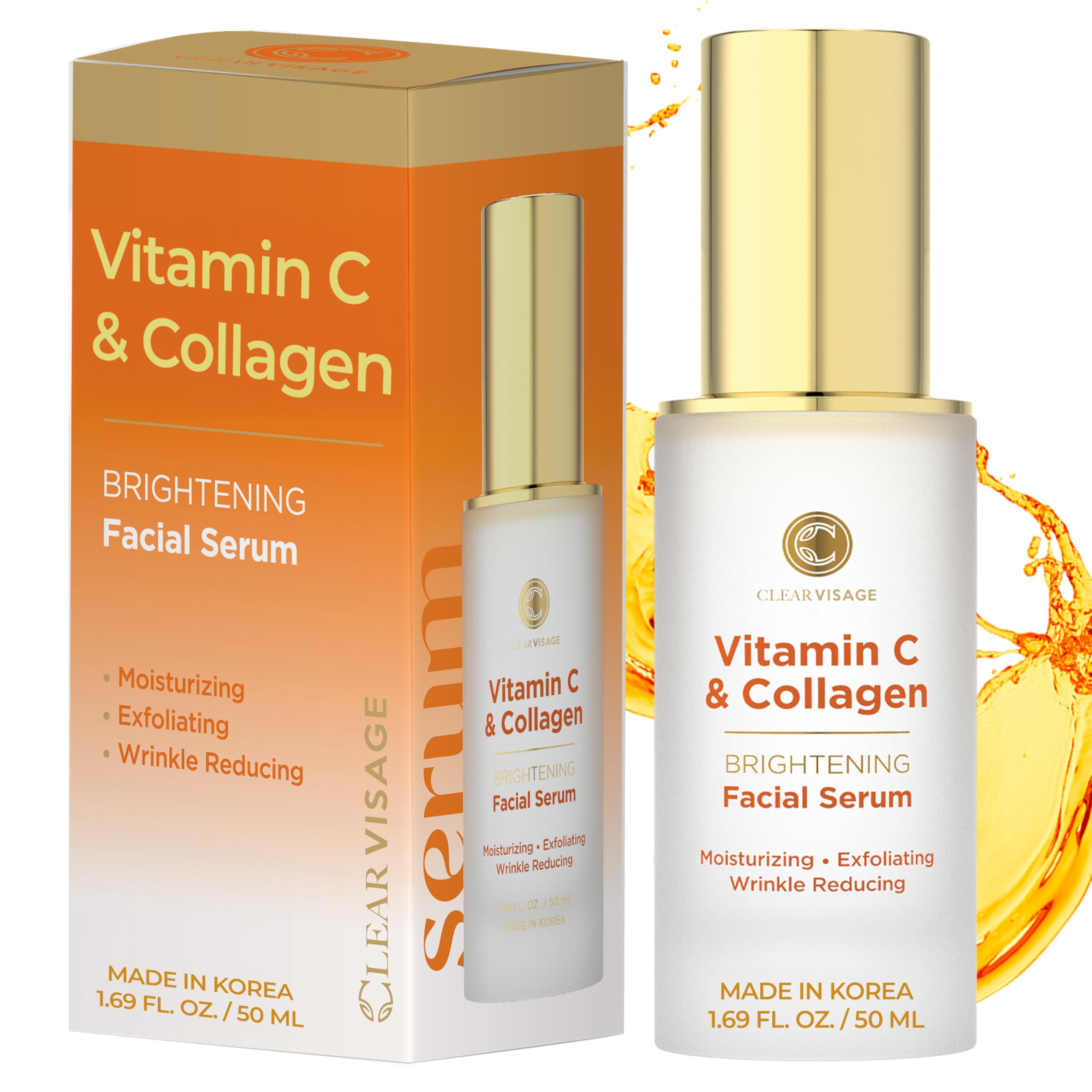 Clear Visage: botella frontal del suero para hidratación suave y brillo natural.