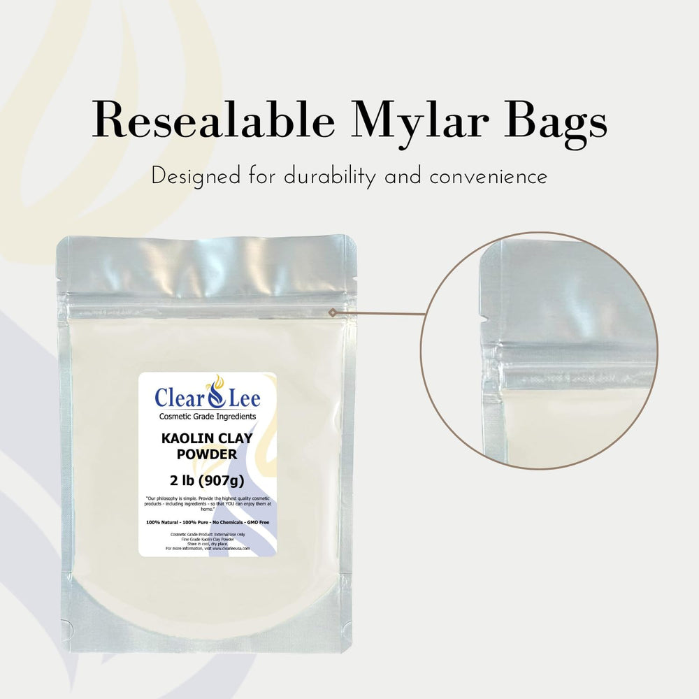 ClearLee polvo de arcilla blanco fino, base para recetas caseras cosméticas