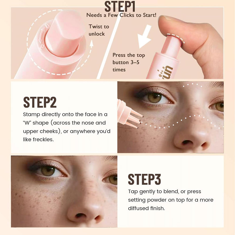 CLERVUN Freckle Stamp crea pecas naturales con efecto suave y duradero.