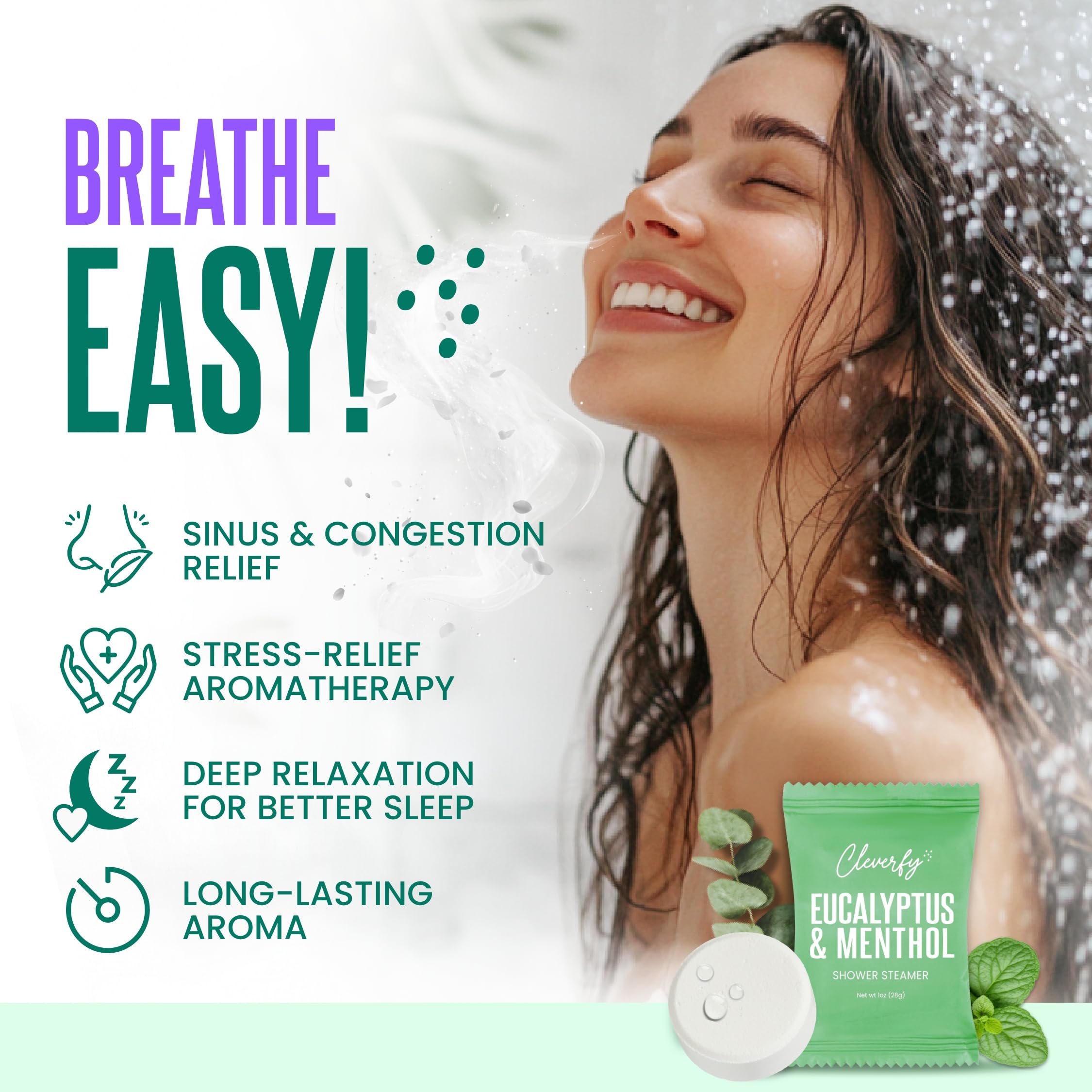CLEVERFY spa en casa: tabletas para ducha de eucalipto, experiencia de cuidado personal.