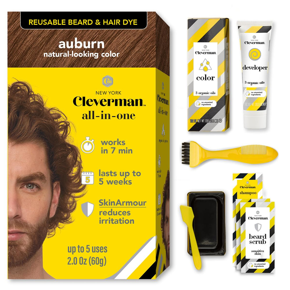 CLEVERMAN Caoba kit completo para cabello y barba con color profesional en casa