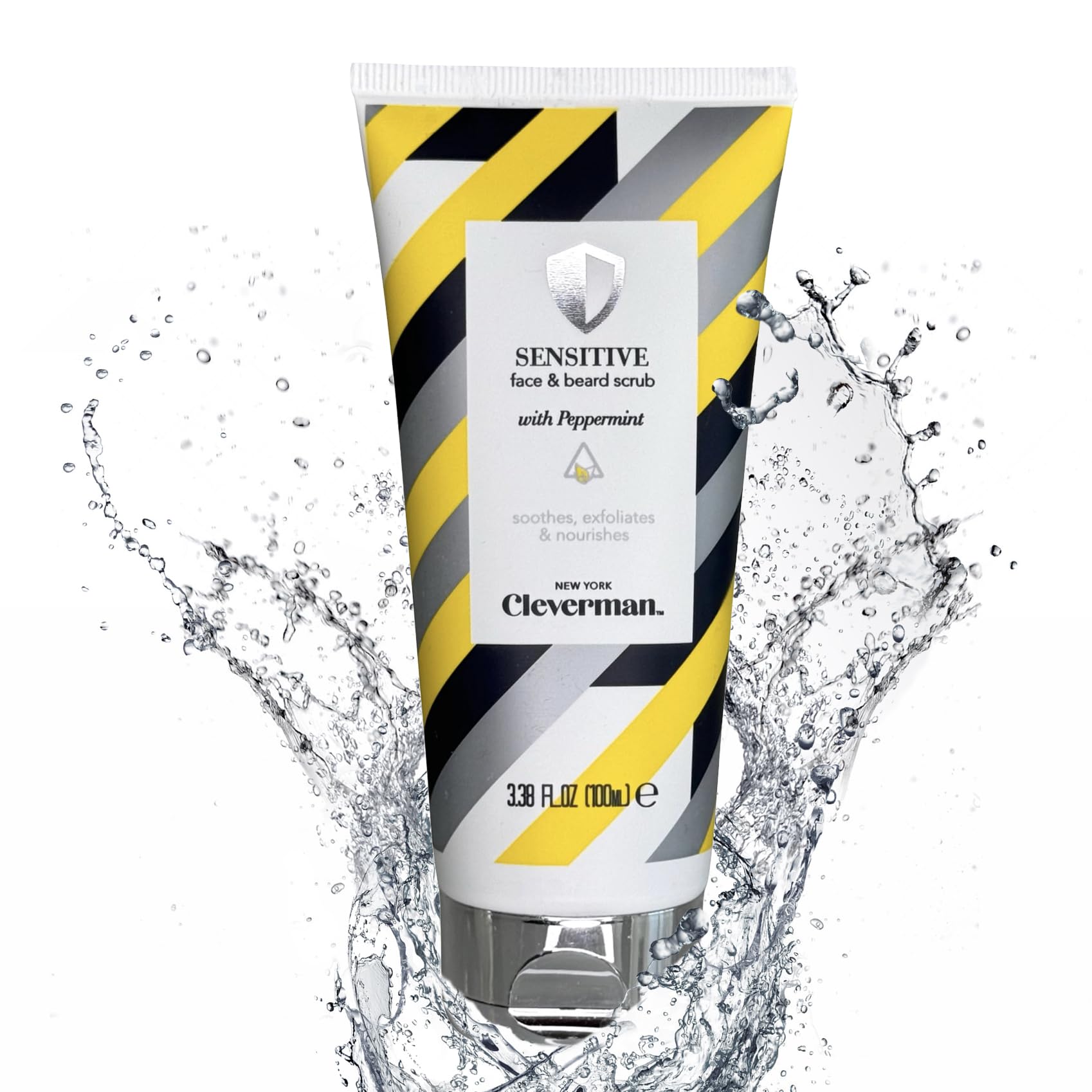 Cleverman Sensitive: botella de 100 ml con menta para piel sensible y barba suave.