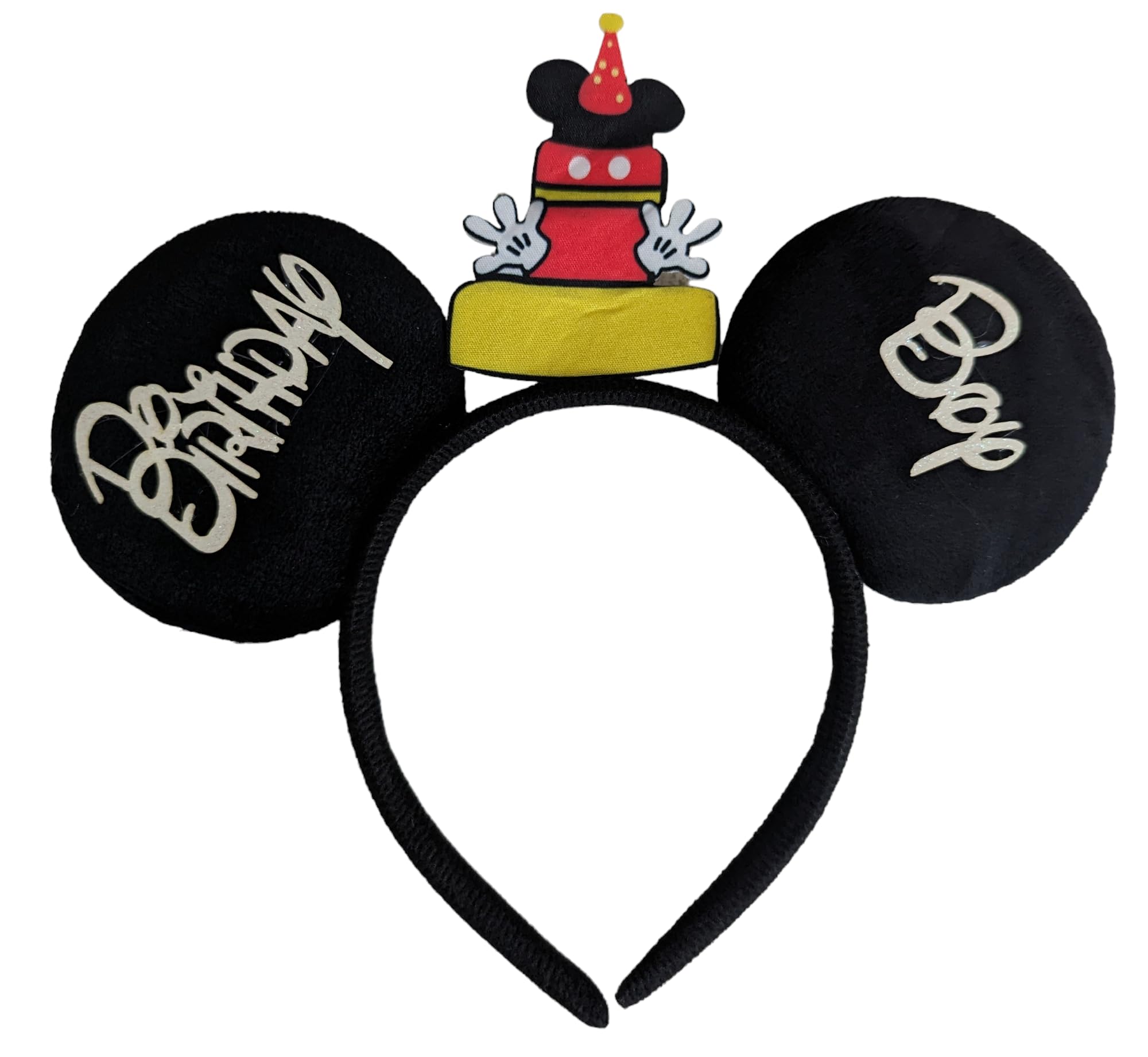 Diadema CLGIFT con orejas de Mickey negras y plateadas, ideal para fiestas y sesiones de fotos.