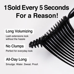 CLIO Kill Lash Superproof Mascara ofrece acabado efecto extensión para pestañas más pobladas.