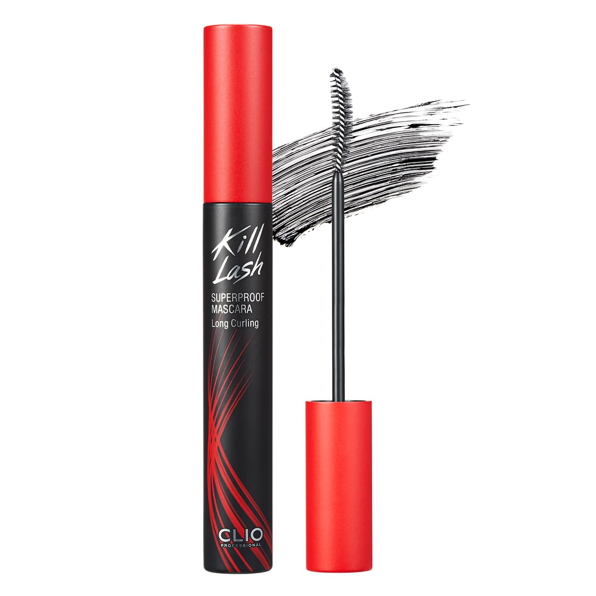 CLIO Kill Lash Superproof Mascara con aplicador delgado-curvo para aplicación precisa y definición.