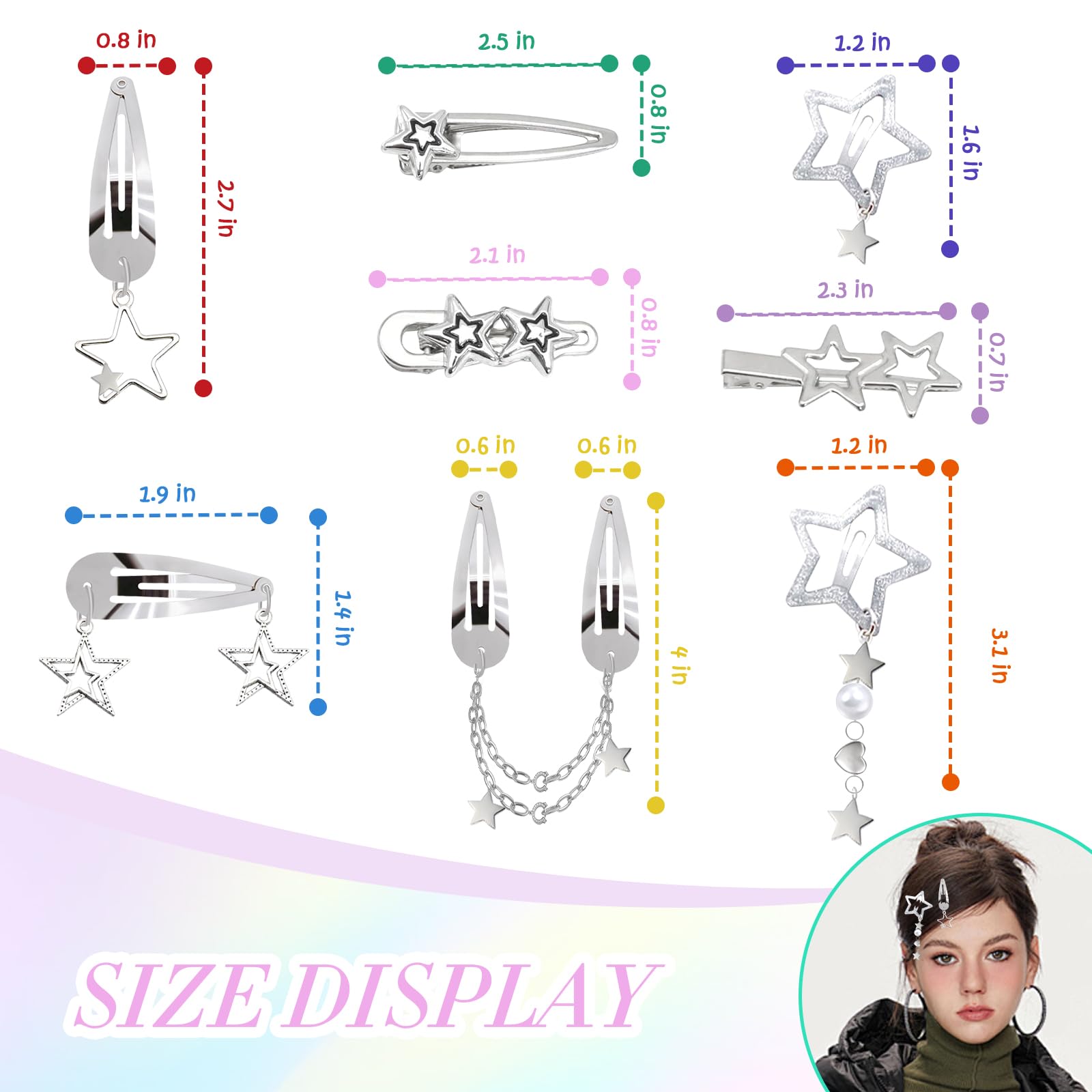clips-estrellas-10piezas empaque-premium: regalo moderno para amigas y familiares