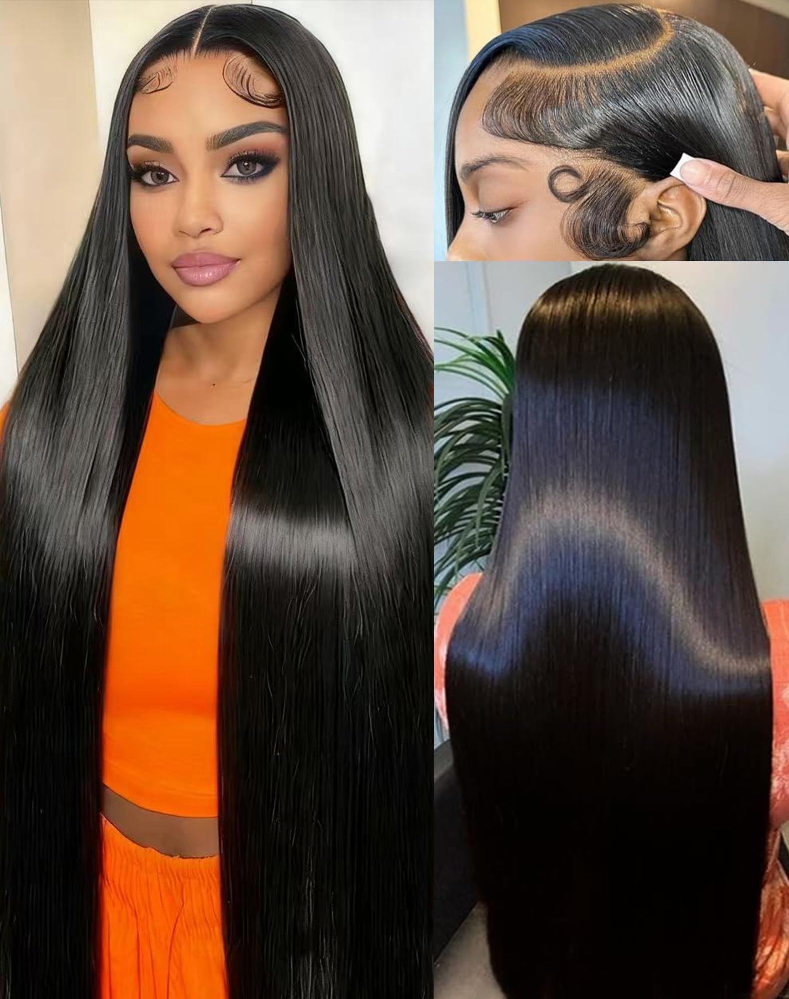 Cllok peluca recta de 30 pulgadas con frontal liso para un look natural
