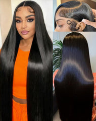 Cllok peluca recta de 30 pulgadas con frontal liso para un look natural