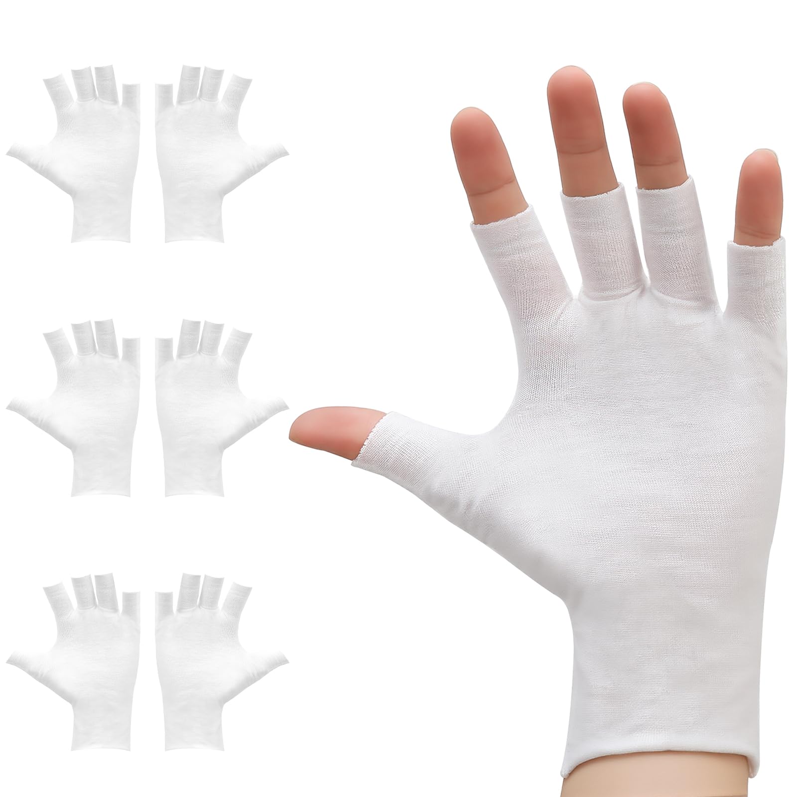 Clofiak guantes sin dedos blancos permiten usar el teléfono mientras hidratan la piel.