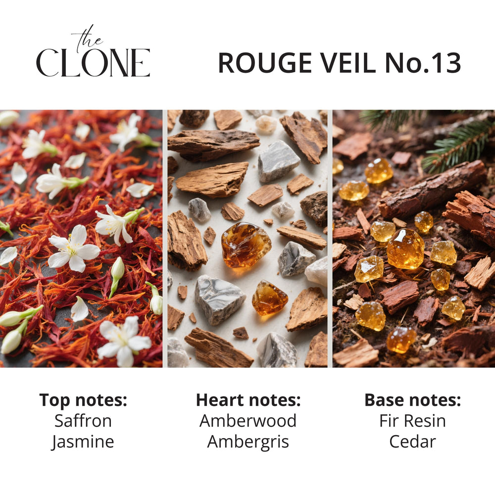 Clone Rouge Veil 13, notas top visibles, ideal para uso diario y elegante