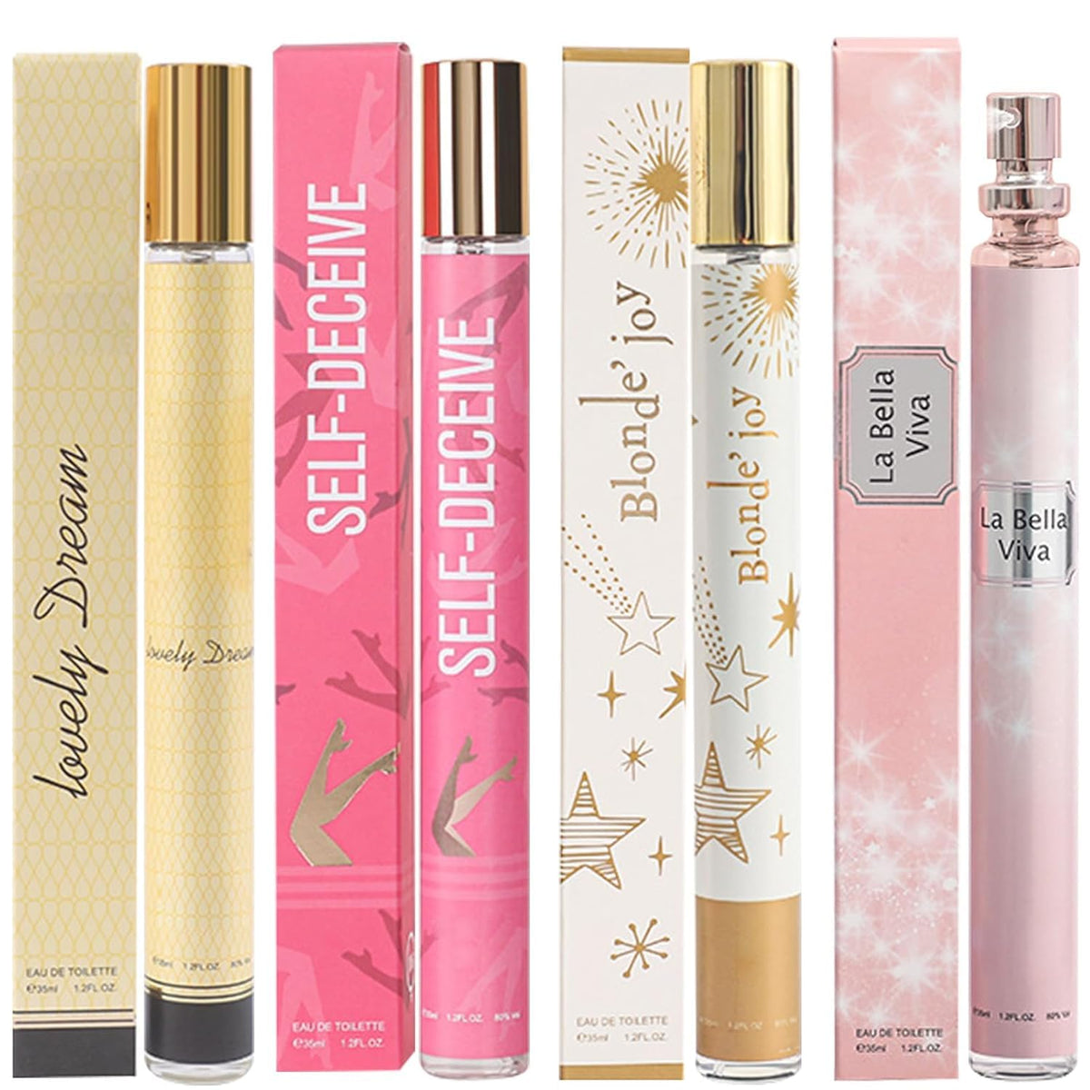 CLOTHES OF SKIN pack 4 perfumes para mujeres, botellas elegantes para uso diario