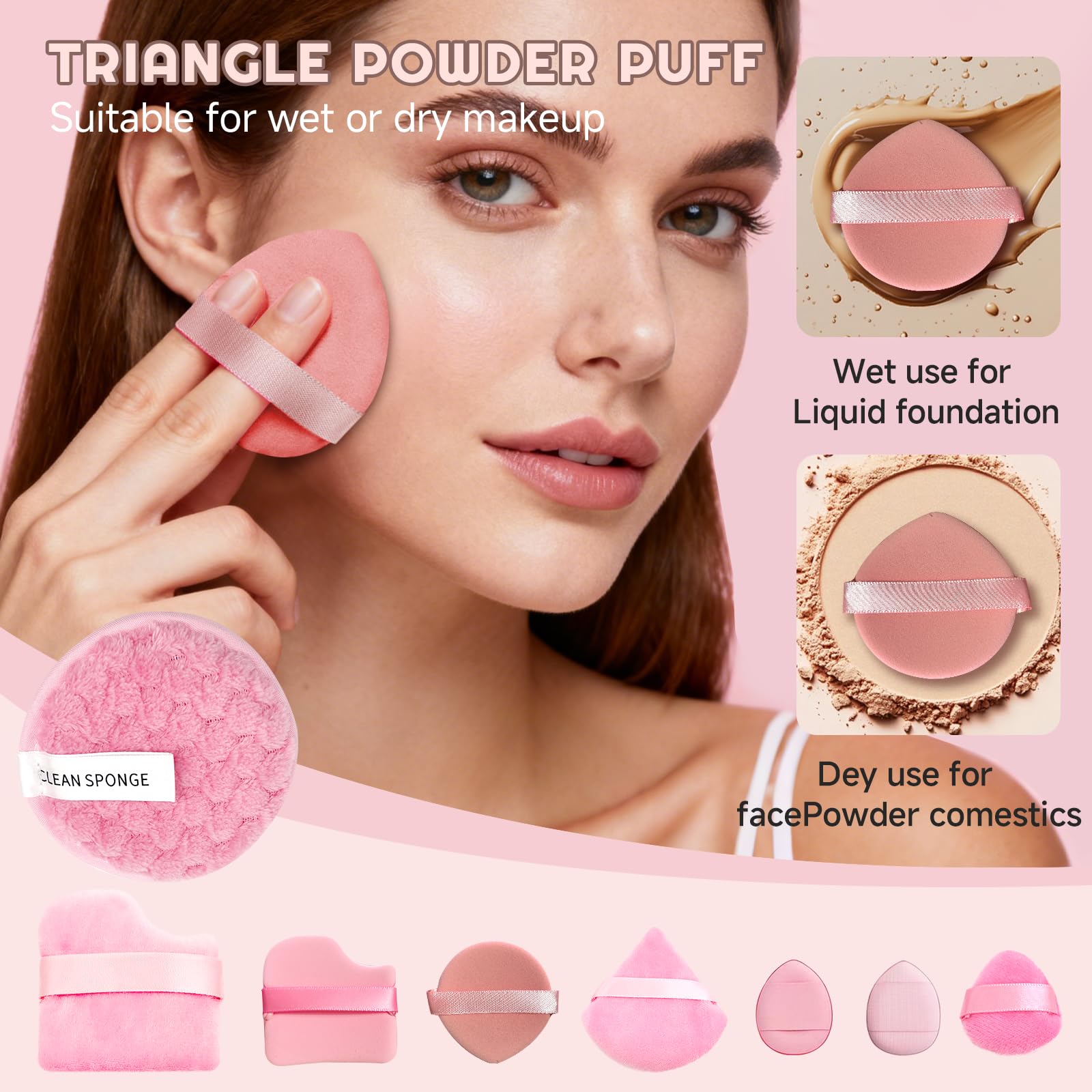 CLRDZN esponjas maquillaje rosa para difuminado suave.