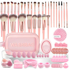 Set CLRDZN de brochas rosa para un kit completo de maquillaje diario.