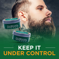 Aplicación suave con consistencia cremosa de Clubman Pinaud para domar barbas rebeldes.
