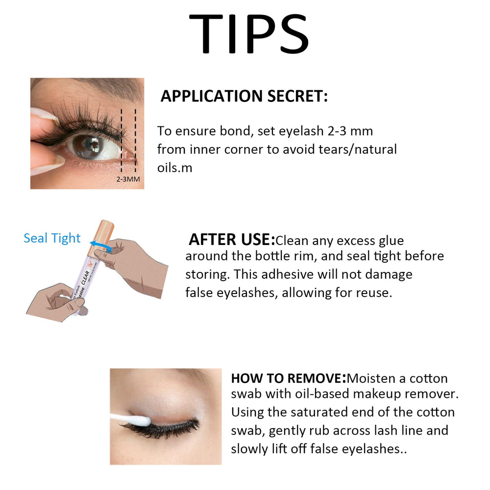 CMNRO pegamento pestañas fácil de retirar con desmaquillante suave