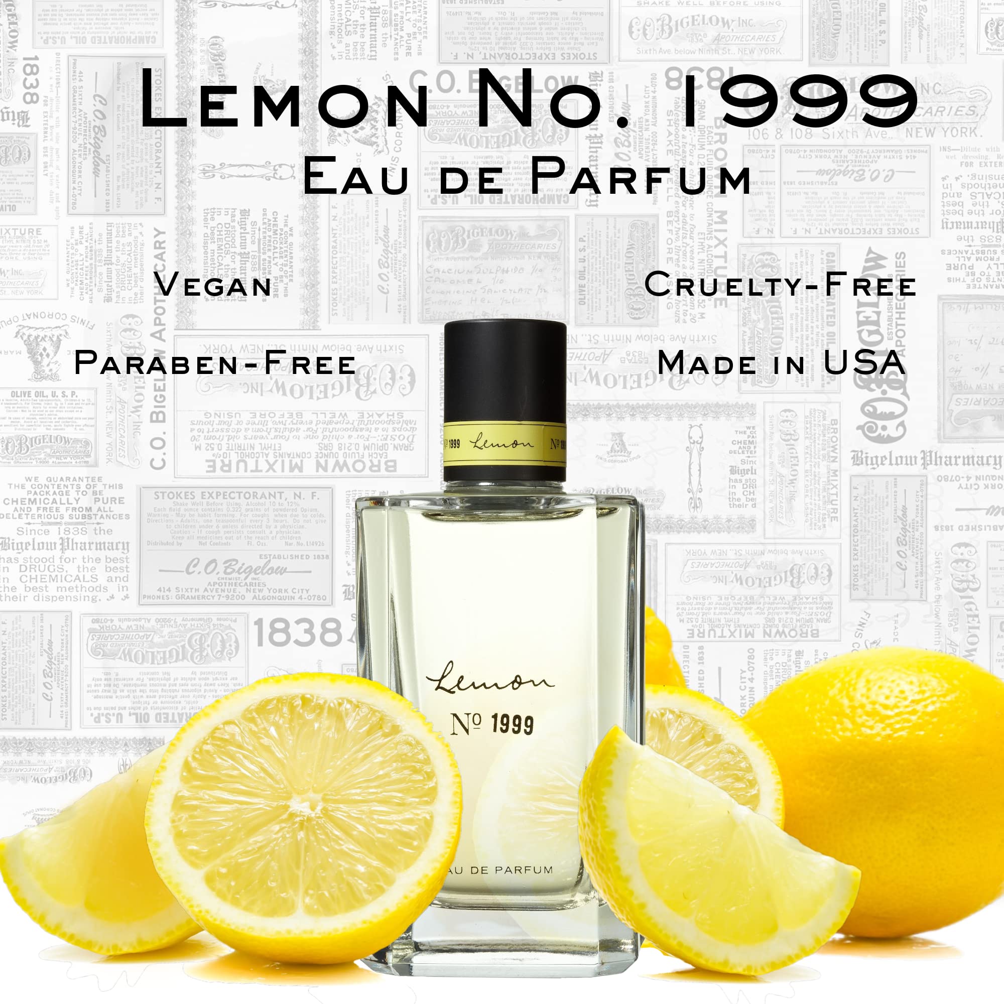 C.O. Bigelow Lemon Eau de Parfum cap close-up, glossy finish conveying premium quality.