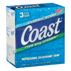 Coast jabon-original-azul-embalaje-plano, detalle de empaque resistente para la ducha.