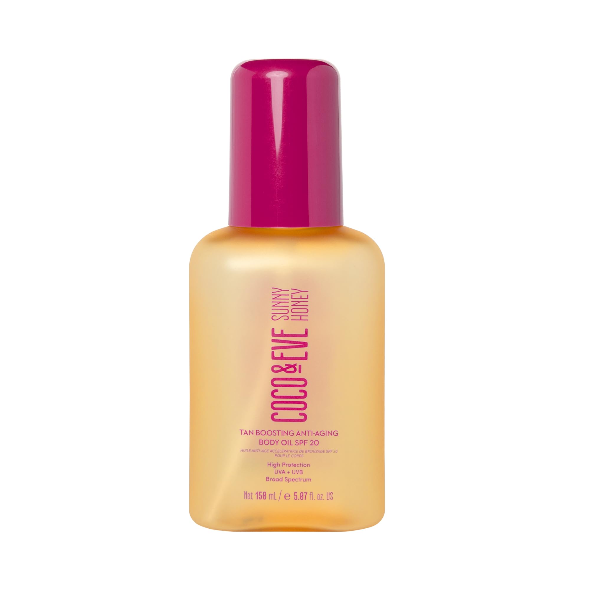 Coco & Eve Aceite corporal acelerador de bronceado, botella-vertido, facilita aplicación suave para bronceado progresivo.