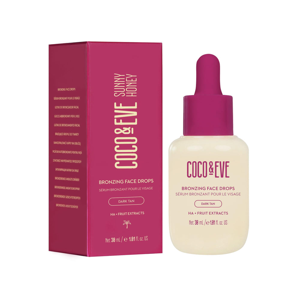 Coco & Eve Sunny Honey Drops, envase compacto para bronceado gradual y suave.