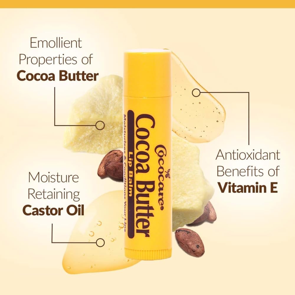COCOCARE Cocoa Butter Lip Balm pack-5 offers convenient on-the-go moisture.