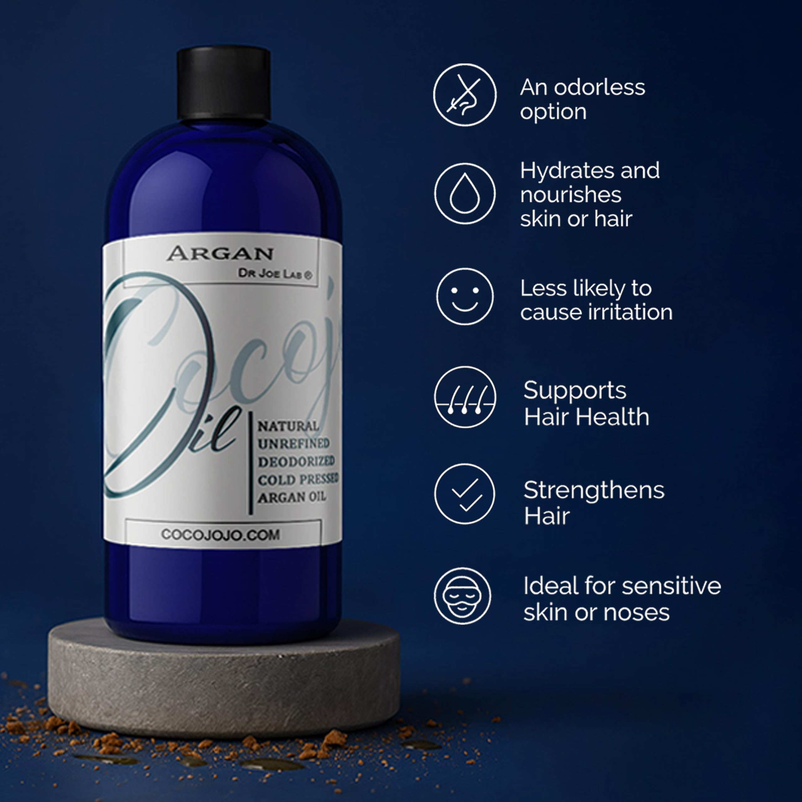 Aceite Cocojojo de argán para cabello, acondicionamiento profundo.