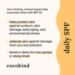 Cocokind Daily SPF zinc oxide ingredients close-up for sensitive skin care
