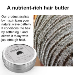 COLDLABEL Premium Wave y Scalp Butter, aplicación suave para definición y brillo ligero.