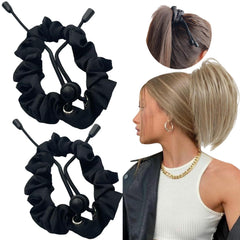 Coleteros de satén negros con mecanismo de ajuste, ideales para cabello afro.