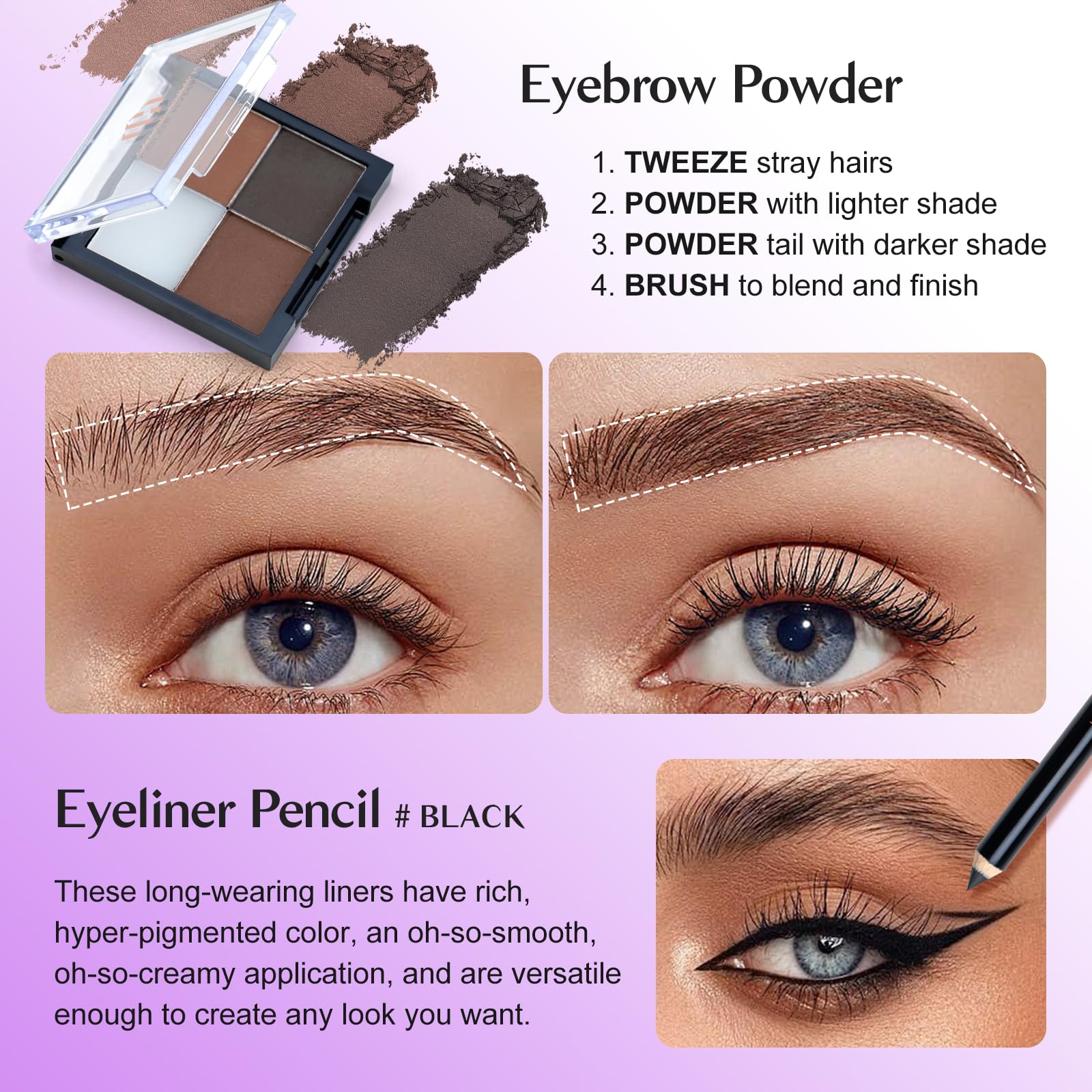Color Nymph fards-sourcils quatre-teintes pour définir naturellement.