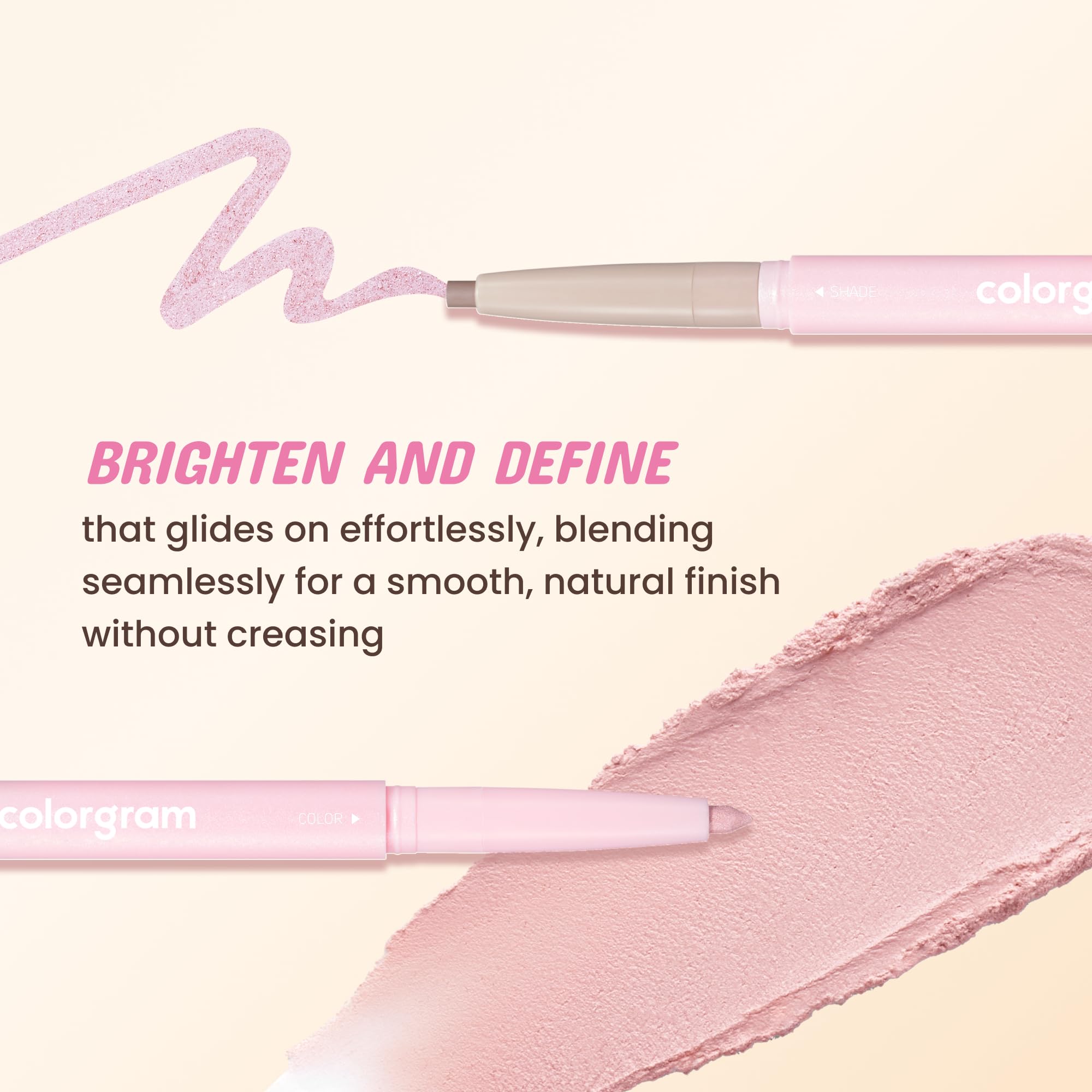 COLORGRAM Under Eye Highlighter Stick features a shadow-concealer segment for volume.