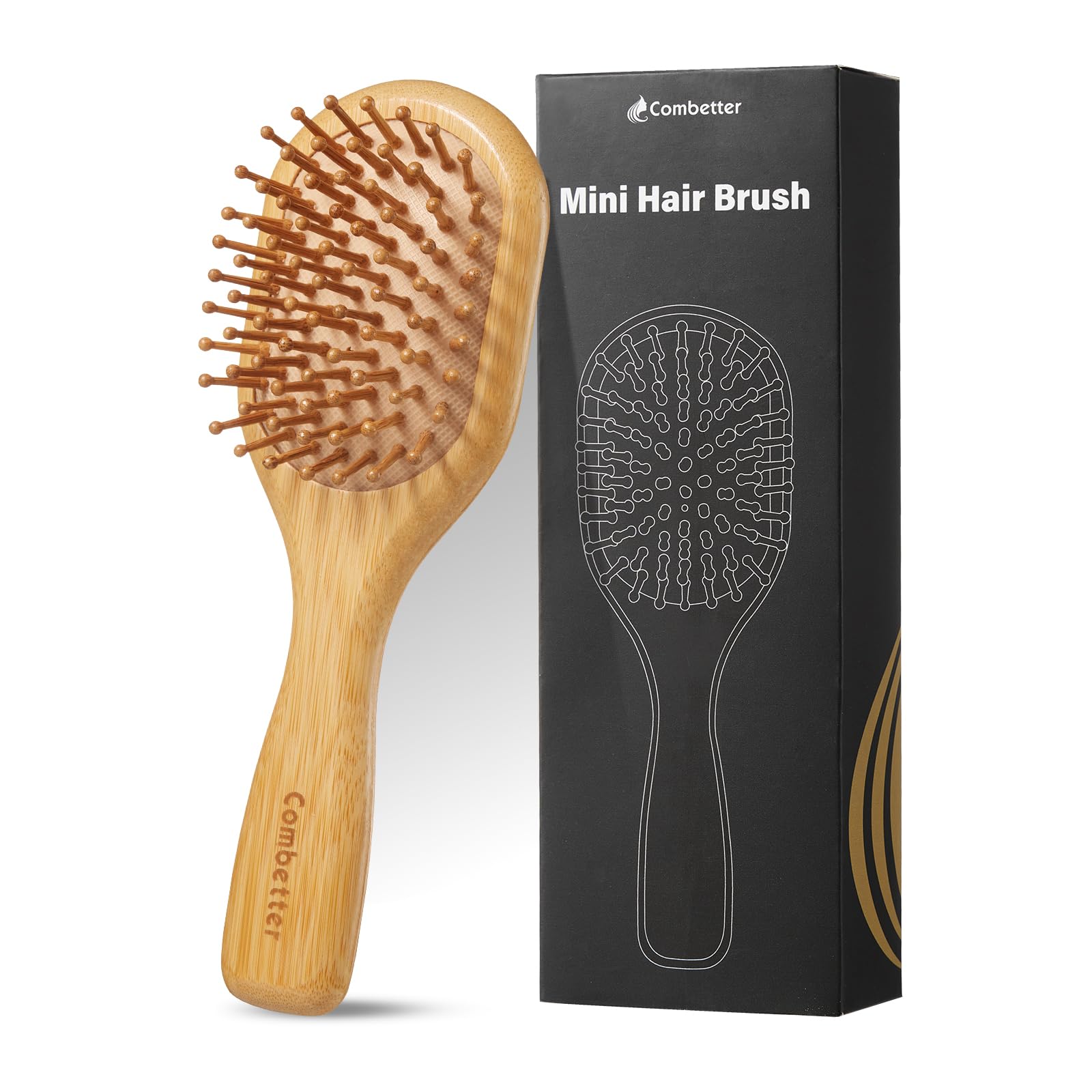 Cepillo Combetter Mini Bambu en empaque, perfecto para viaje y cuidado diario.