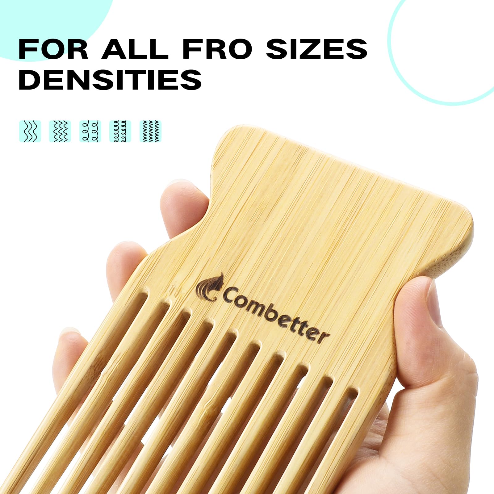 Combetter peine de bambú para barba y desenredado suave