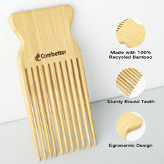 Combetter peine bambú ergonómico para manejo cómodo