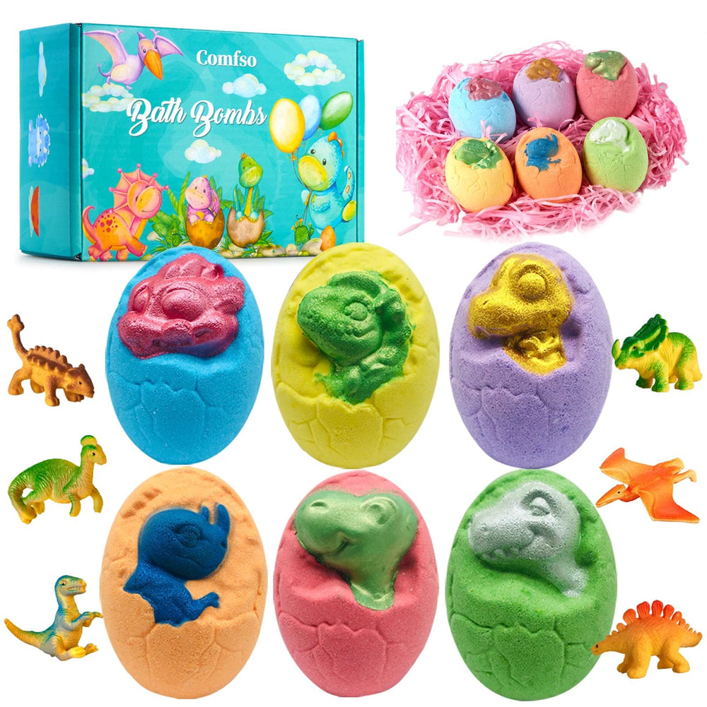 Comfso Huevos Dino: bombitas de baño grandes con sorpresa para la hora del baño divertida.