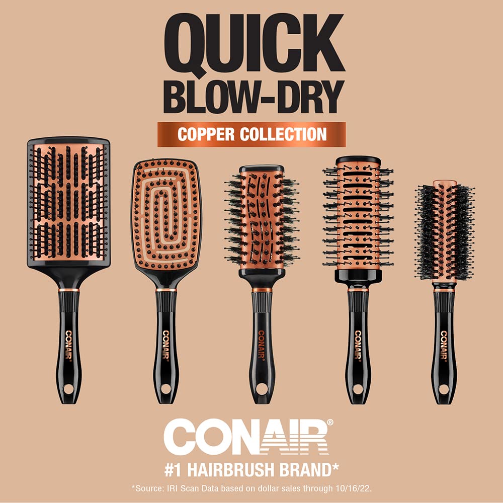 Conair cepillo redondo cobre ventilado rizos con acabado brillo.