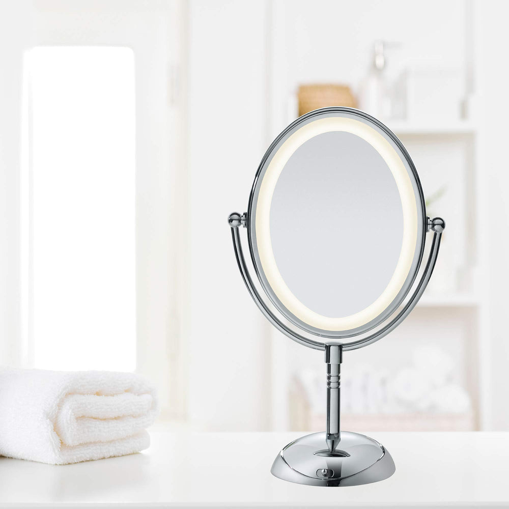 Conair espejo doble cara iluminado con giro de 360° para revisar looks.