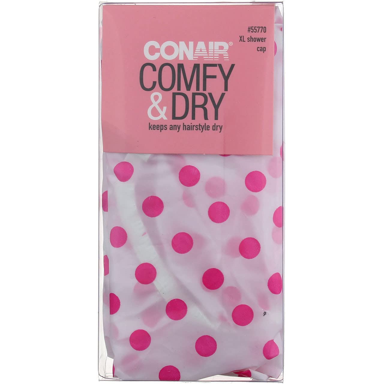 Gorro de ducha XL Conair con estampado, protege el peinado durante la ducha.