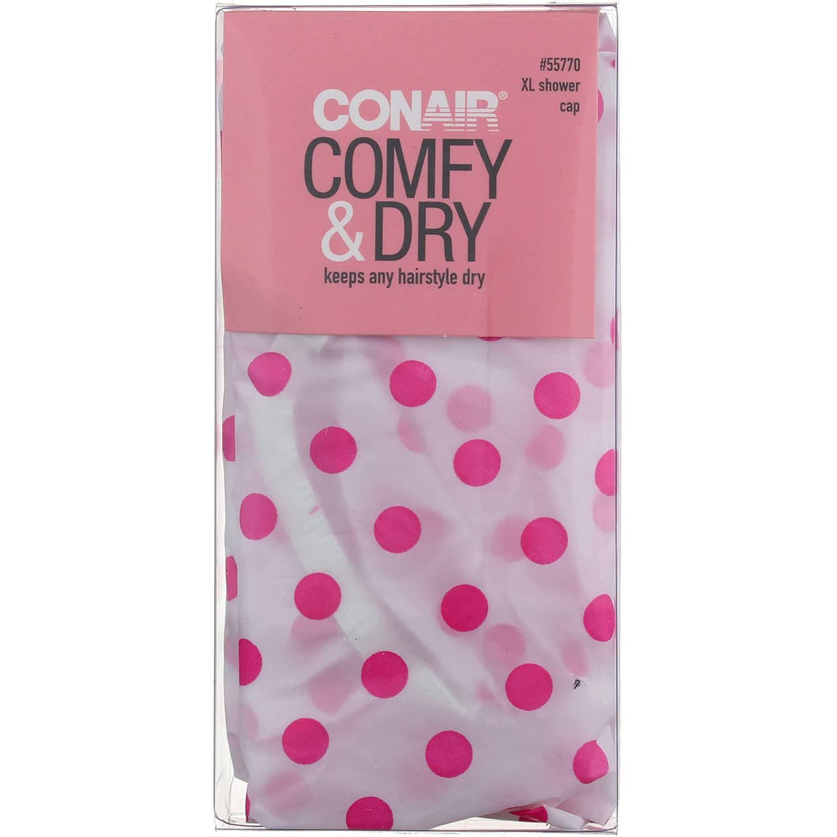 Gorro de ducha XL Conair con estampado, protege el peinado durante la ducha.