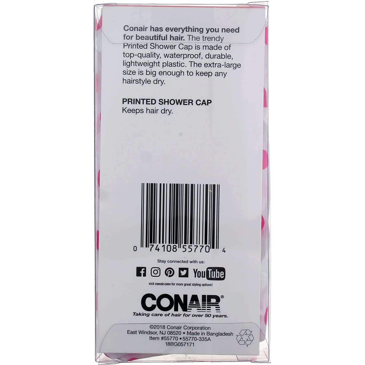 Gorro de ducha XL Conair, tamaño extragrande para cabellos grandes.