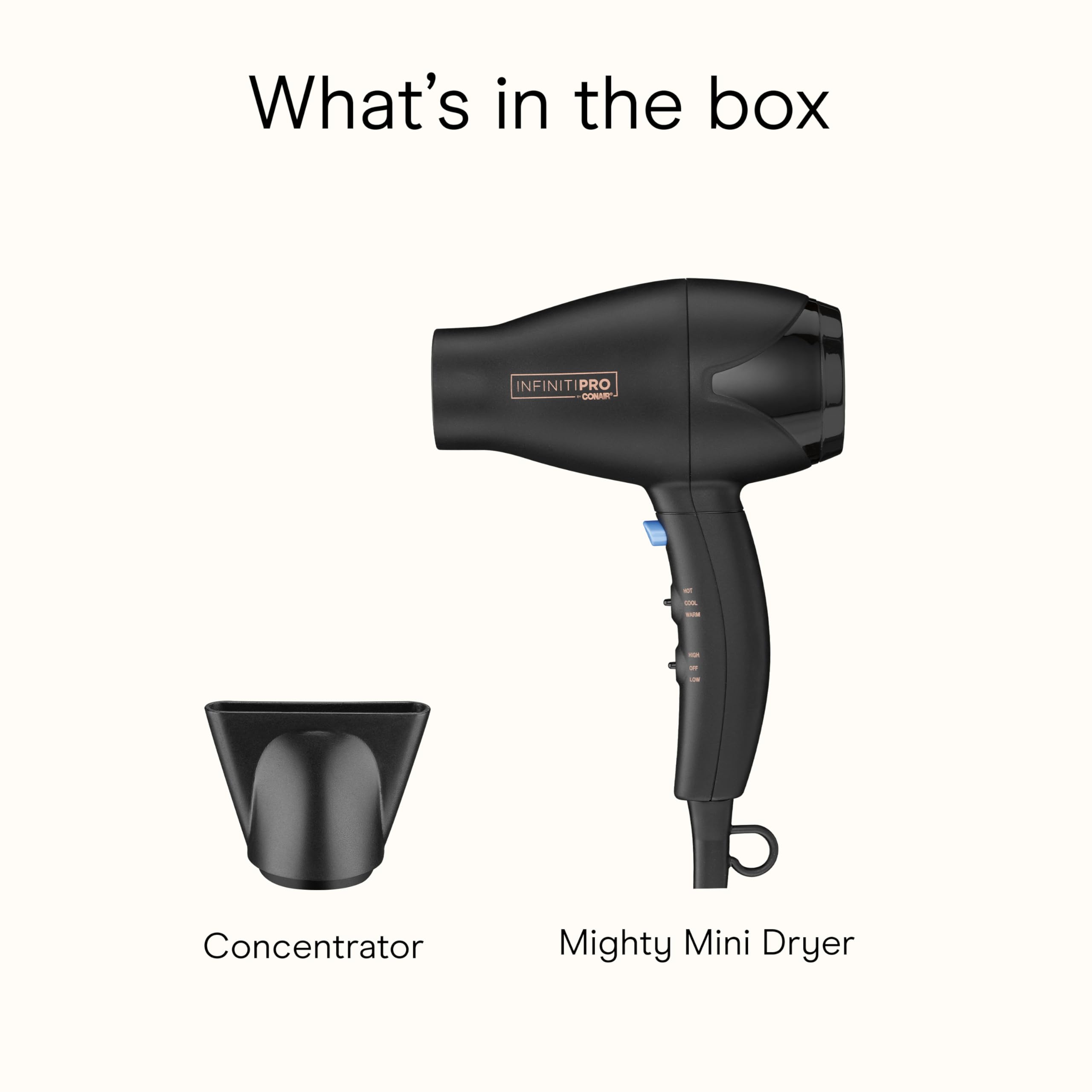Conair Infinitipro Mighty Mini filtro removible, limpieza rápida y mantenimiento