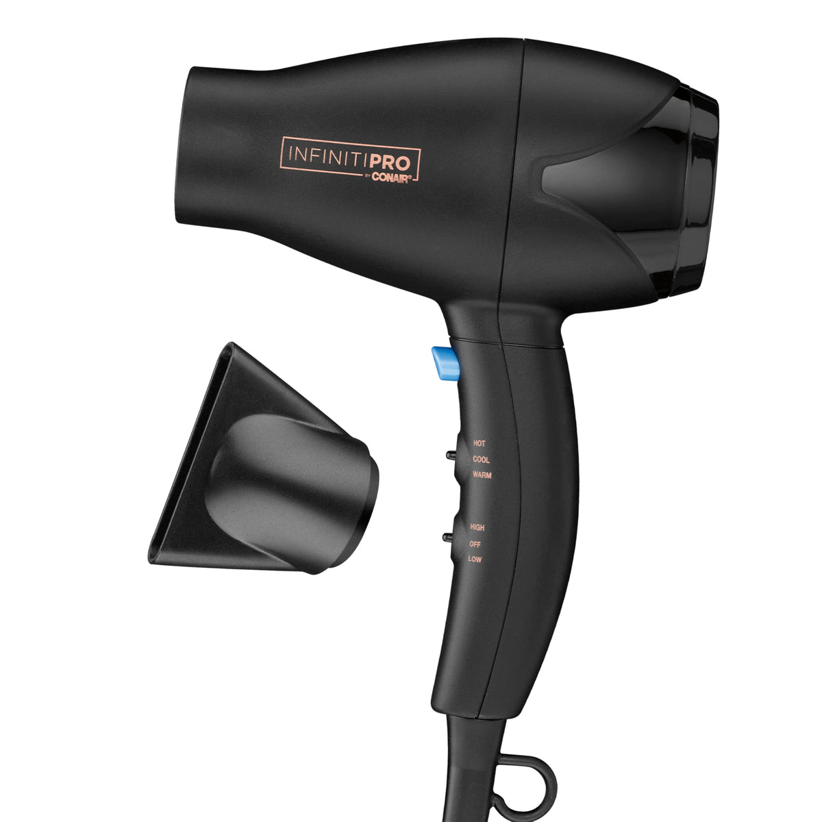 Conair Infinitipro Mighty Mini, vista frontal, secado rápido y ligero para viajar