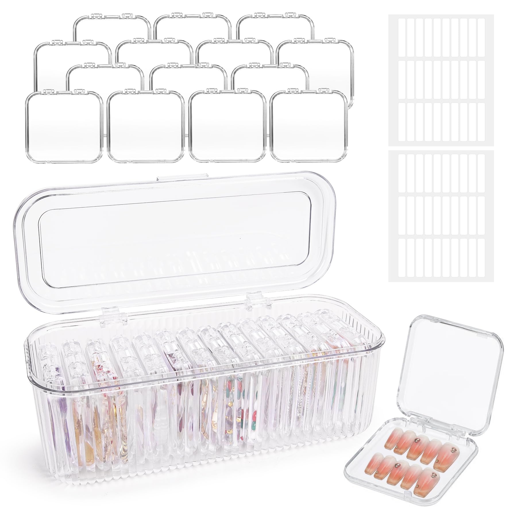 Conbola Organizador de uñas prensadas: 14 cajas para mantener cada set separado.