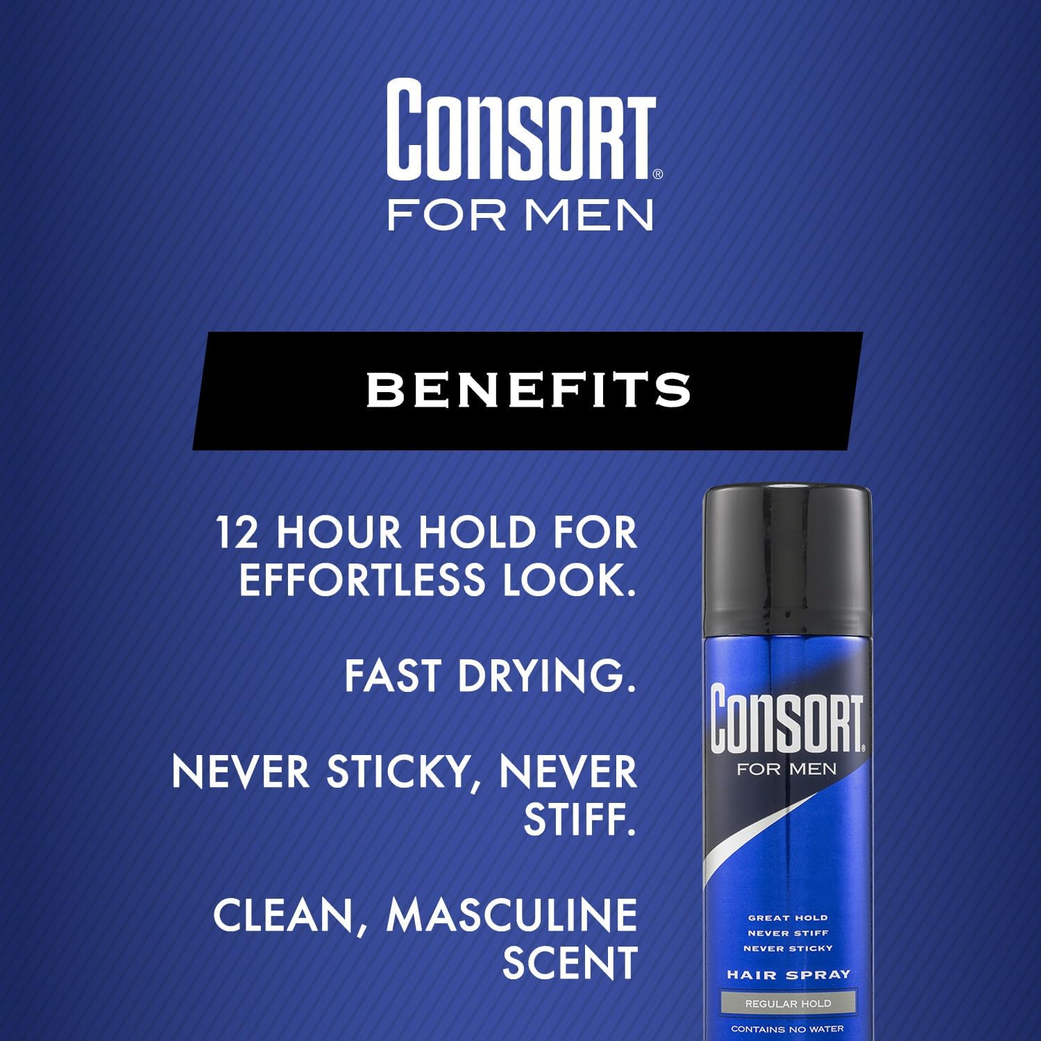 Consort spray-cheveux, coiffure stable sans rigidité.