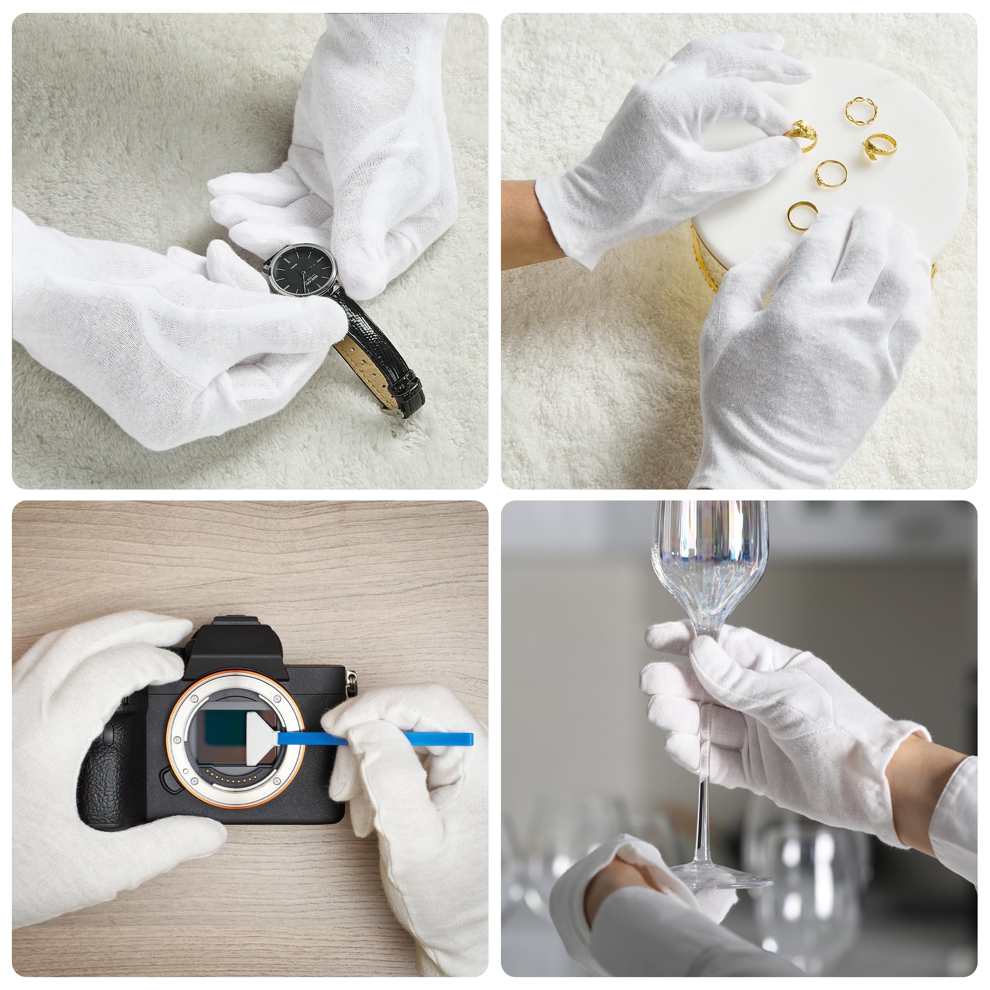 Paquete COOLJOB de 6 pares de guantes de algodón, lista para uso diario