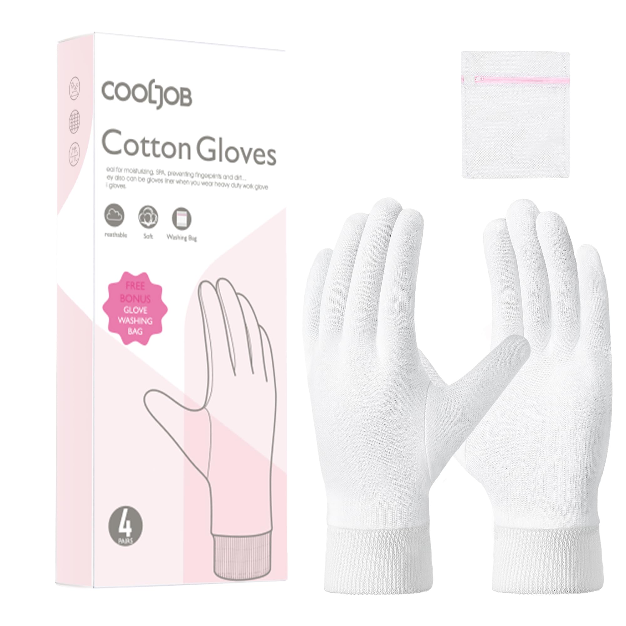 Guantes COOLJOB de algodón suave para dormir, comodidad nocturna.