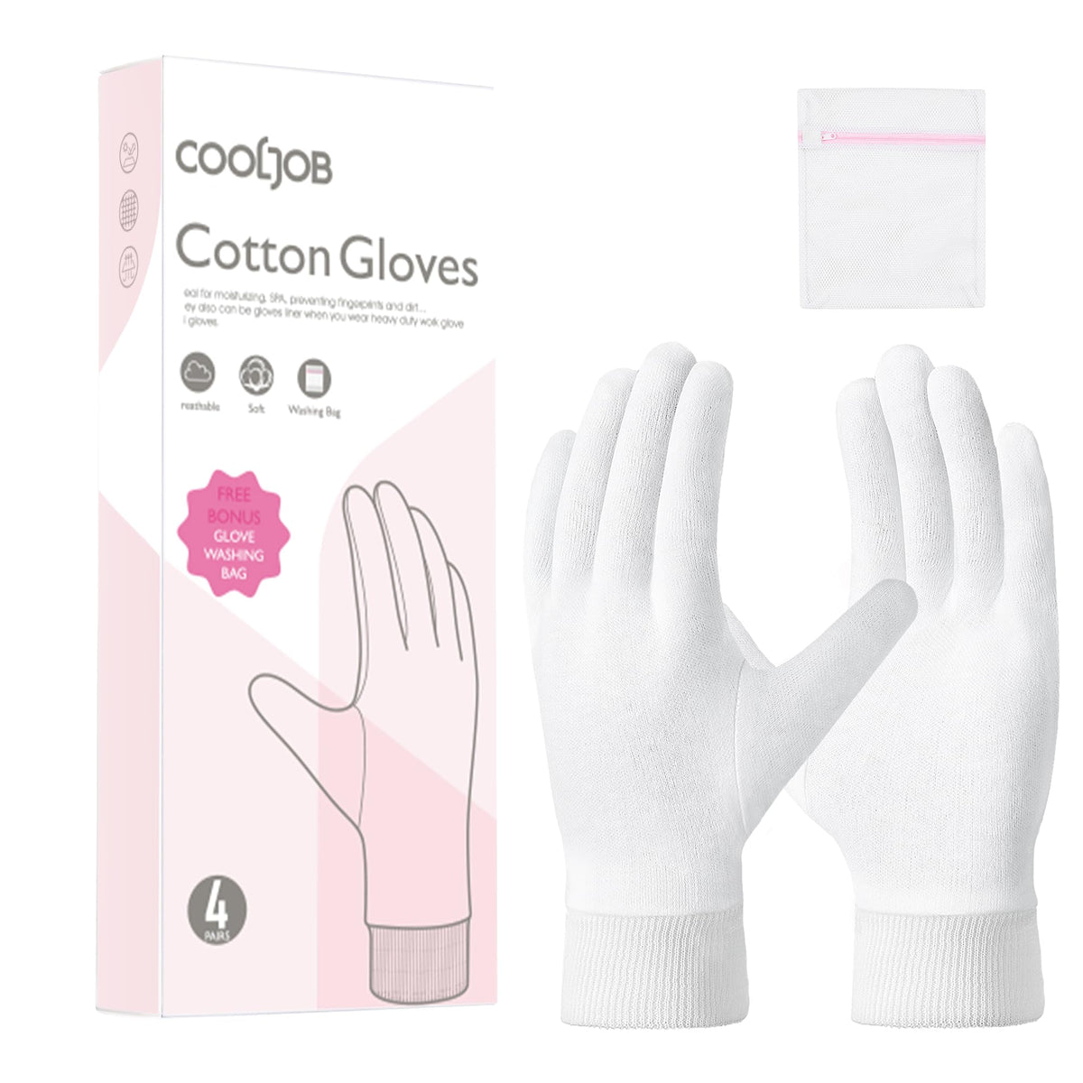 Guantes COOLJOB de algodón suave para dormir, comodidad nocturna.