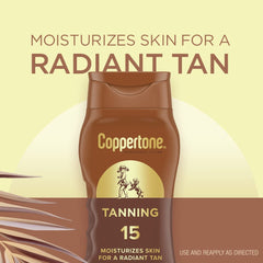 Coppertone textura ligera bronceadora para piel suave y cómoda al aplicar.