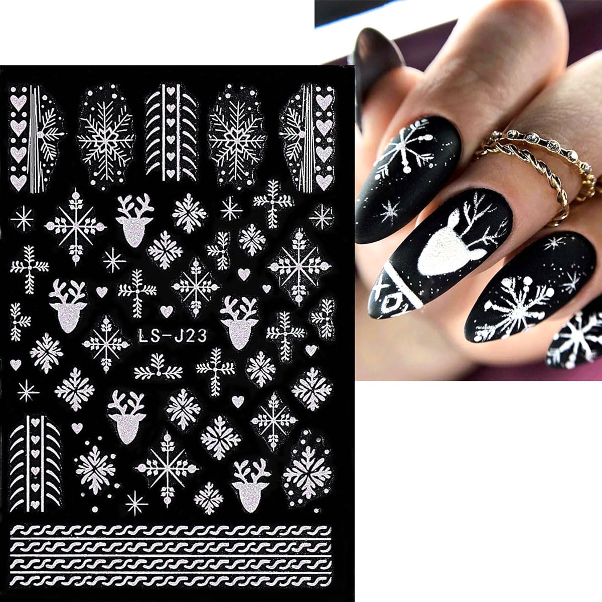 Corabsar: copos de nieve variados plateados para combinaciones creativas de uñas.
